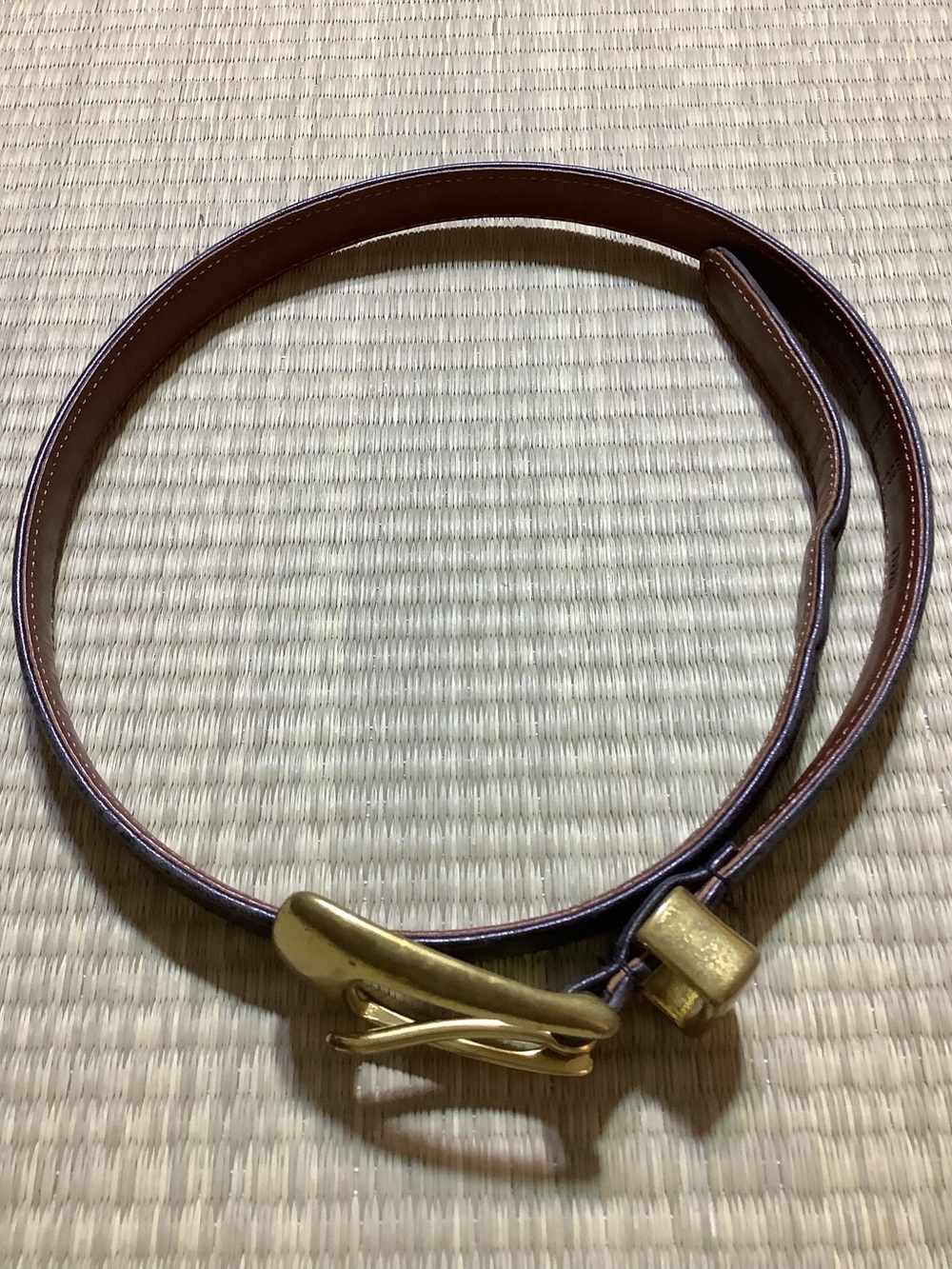 Coach Brown Leather Belt with Gold Buckle